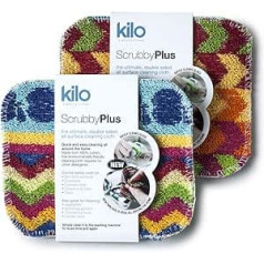 Kilo Scrubby Plus skrāpējumiem izturīgs skrāpis ar jutīgu tīrīšanas lupatiņu, daudzfunkcionāls, iepakojums pa 2, daudzkrāsains, 17 x 14 cm, komplekts pa 2, 2