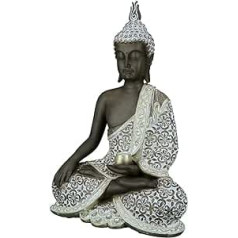 GILDE dekoratīvā skulptūra Budas figūriņa sēž meditācija brūna/balta augstums 35 cm