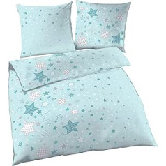 Stars Fine Flannelette Girls gultas veļa Stars & Stars Mint - spilvendrāna 80 x 80 cm + segas pārvalks 135 x 200 cm - 100% kokvilna