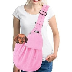 Lukovee Pet Sling Hands-Free Dog Sling Adjustable Padded Strap Carry Bag Shoulder Bag with Front Pocket Safety Belt for Small Dogs Cats Puppies