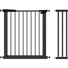 Kāpņu drošības vārti bez urbjamām durvīm Drošības vārti bērniem, Baby Gate 96-103 cm, Kāpņu vārti Piemēroti arī mājdzīvniekiem, Atverams ar vienu roku, Grozāmi uz abām pusēm, Automātiski aizveras, Metāls, Melni