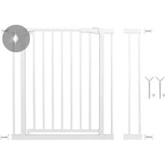 509 Crew Gateway II Day & Night, Pressure-resistant Door Safety Gate with 12 cm Extension, Y-Spindle for Stair Mounting, Motion and Light Sensor, No Drilling, Swivel on Both Sides