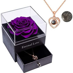 Preserved real rose, eternal handmade preserved rose with I love you necklace, enchanted real rose for Valentine's Day, anniversary, weeding, birthday, romantic gift for her