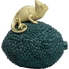 Kare Designer Decorative Tin Chameleon Gold/Petrol, Decorative Tin with Chameleon, Accessory, Storage, Decorative Object, 20 cm