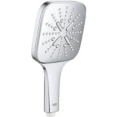 Grohe 26582000 Rainshower SmartActive 130 Cube rokas duša (ūdeni taupoša, 3 strūklu veidi, universāla montāžas sistēma, strūklas slēdzis pie spiedpogas), kvadrāts, hroms