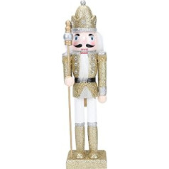 WINOMO Nutcracker Soldier Figures Wooden Nutcracker Decoration Christmas Snow King Ornament for Festival Party Outdoor Christmas Gifts Kids Golden 12. 20 Inch