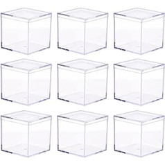 Cabilock 9 Pieces Clear Acrylic Square Cube Candy Boxes Acrylic Box with Lid Square Acrylic Container for Sweets Pill Tines Jewellery and Tiny Item 3. 4 x 3. 4 Inches