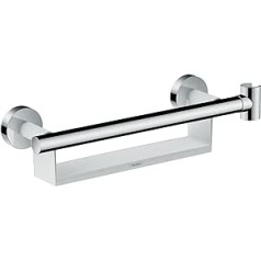 hansgrohe Unica Haltegriff Comfort, ar Ablage und Duschkopfhalterung, Weiß/Chrom