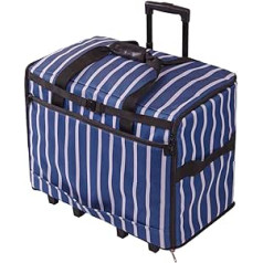 Šūšana tiešsaistē Extra große Nähmaschinen-Trolley-Tasche auf Rollen aus strapazierfähigem marineblauem Stoff mit weißen Streifen, 63 x 43 x 30 cm, Birke 006107/STRIPE-NVY