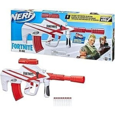 Nerf Fortnite B-AR motorizētājs Dart-Blaster, Fortnite Konvergenz-Lackierung, 10-Dart Blaster, 10-Dart Magazin, 10 šautriņas