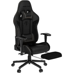 Anda Seat Jungle 2 spēļu krēsls melns ar kāju balstu — augstākās kvalitātes ādas spēļu krēsls, ergonomisks biroja krēsls ar jostas atbalstu — spēļu krēsls pieaugušajiem un pusaudžiem