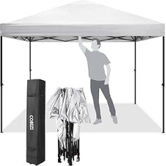 Tooluck Gazebo 3 x 3 Folding Gazebo, Waterproof, Stable, Winterproof, UV Protection 50+, 3 Height-Adjustable Party Tent, 210D Oxford Fabric, Garden Gazebo for Garden, Outdoor and Flea Markets, White