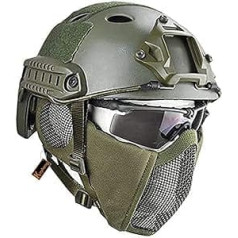 MH Tactical Fast ķivere apvienojumā ar salokāmu ausu aizsargu pussejas tīkla masku un aizsargbrillēm Airsoft peintbola CS spēlei