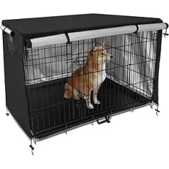 XL Dog Cage Cover, Dog Cage Cover 109, Oxford Fabric Double Door Cover for Dog Cages, Durable Material, Waterproof Shading, Breathable Dog Crate Cover, XL