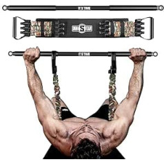 INNSTAR Tragbares Bankdrücken Widerstandsbänder ar Stange, Verstellbare Bench Press Resistance Bands ar 96cm Fitness Stange, Brusttrainer für Arm, Rücken, Bizeps un Brustmuskeln Krafttraining