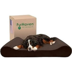 Furhaven Cooling Gel suņu gulta īpaši lieliem suņiem ar noņemamu mazgājamu pārvalku suņiem līdz 180 mārciņām - Microvelvet Luxe Lounger Contour Matracis - Espresso, Giant/XXXL