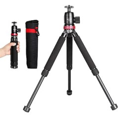 Koolehaoda Camera Tripod Mini Aluminium Table Tripod Smartphone Tripod with Flexible 360° Ball Head for DLSR Camera (MT-02+C28)