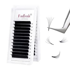 Fadlash Volume Skropstas, 0,07 mm biezums, DD Curl, 14 mm garums, Pašfanējošas skropstas, Easy Fan Lashes, Volume Technique Skropstu pieaudzēšana (0,07 mm-DD-14)