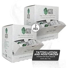 After Inked Tattoo Care — 100 atkārtoti noslēdzami maisiņi pa 7 ml tetovēšanas studijām un klīnikām (vegāniski un bez naftas produktiem)