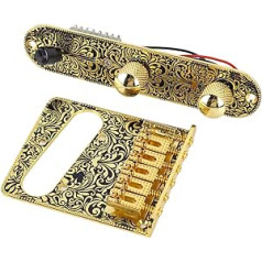 Electric Guitar Bridge, Exquisitely Engraved Electric Guitar Volume Control Plate. Robust zinc alloy for maintenance (gold)