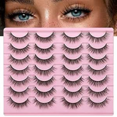 Newcally Natural Look Lashes Mink 3D Fluffy Wispy mākslīgās skropstas Short Light Volume Fake Eye Lashes Pack 14 Pairs atkārtoti lietojamas mīkstas mākslīgās ūdeles skropstas