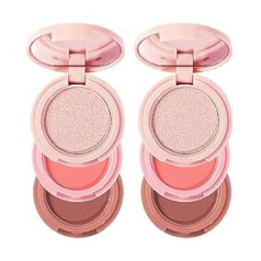 Roseflower 2gb Highlighter Contour Blush 3-in-1 aplauzuma palete Sculpture Contour Plate Glow Pink Highlighter aplauzuma palete Oranžs rozā matēts vaigu sārtuma palete Ilgnoturīgs pigments (#3+#3)