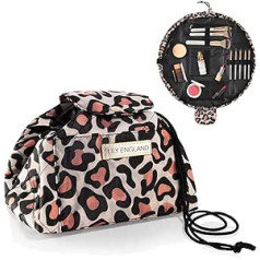 Kosmētikas soma ar aukliņu sievietēm Savelkamās kosmētikas soma plakana un grima organizatora soma ar daudz vietas, leopards, kosmētikas soma