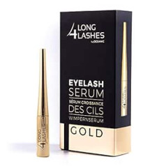 Long4Lashes Gold 4 ml, ekskluzīvs skropstu serums, liela ietilpība, izcils serums, palielina skropstu augšanu ar augu izcelsmes sastāvdaļu barošanas komplektu, Superstar formula 4 ml.