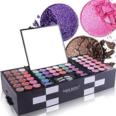 Brilliantday 148 Colors Eyeshadow Palette konturēšanas komplekts kombinācijā ar sārtumu un prespūderi, kosmētiskā grima komplekta kastīti