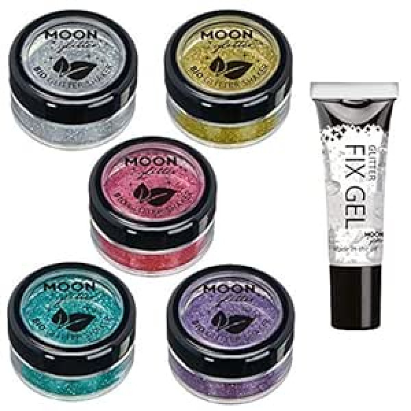 Moon Glitter Биоразлагаемые экологические блестки Moon Glitter — 100% косметические органические блестки для лица, тела, ногтей, волос и губ — набор из 