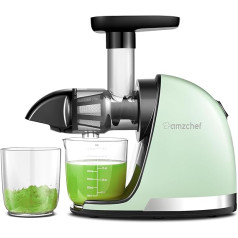 AMZCHEF Juicer Vegetable and Fruit - Juicer Slow Juicer with Reverse Chewing Function - Delicate Chopping without Filters - Electric Juicer with Brush and 2 Cups - Green