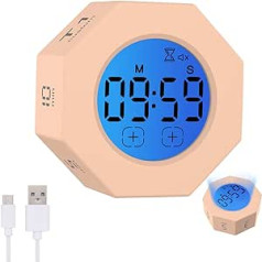 Cube Timer, 8 Pages Digital Time Management Timer with Adjustment Time and Gravity Sensor Flip, for Work, Study, Kitchen, Cooking, Reading, Yoga, Exercise (30S-1-3-5-10-T1-T2 Min Timer)