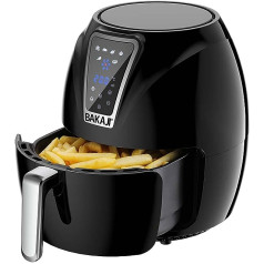 Bakaji Airfryer karstā gaisa cepeškrāsns bez eļļas 3,2 l cepeškrāsns gatavo dabīgā un veselīgā veidā Jauda 1300 W ar taimeri 30 minūtes un temperatūras iestatījumu 200° digitālais skārienjutīgs displejs