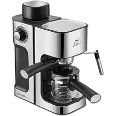 TZS First Austria espresso automāts daudzām kafijām, 0,25 l krūze un mērkarote, tvaika uzgalis piena putošanai, melns/nerūsējošais tērauds, 800 W