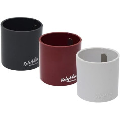 KalaMitica - Toothbrush holder for bathroom, pen holder for desk, cooking spoon holder - magnetic items - 3 cylinders diameter 6 cm - red, white, lead colour