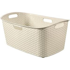 Curver 00745-885-00 Wäschekorb My Style 49l in Creme, Plastik, 35 x 25 x 10 cm