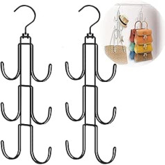 ViMOQi Handbag Organiser, Bag Organiser, Scarf Hanger, Space Saver, Tie Hanger for Wardrobe, Metal Belt, Bra Hanger, Wig and Tie Holder, 360° Rotation, 6