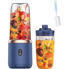 Portable Mixer, Blender Smoothie Maker, 400 ml Blender Smoothie Maker, Blender Bottle USB Smoothie Maker To Go with 6 Blades and Cleaning Brush Mini Mixer Smoothie Mixer for Travel, Office & Sports