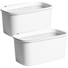 2 Pack White Hanging Cup Holder, 10 x 5 x 4.5 Inch Trolley Basket Storage Accessories for Trolley Hanging Bucket Hanging Container Makeup Pen Holder Kitchen Storage Container