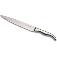 Le Creuset Schinkenmesser, 20 cm 18/8 Damaststahlklinge mit glattem Schliff, Edelstahlgriff, Rostfrei, Silber, 98000420000100