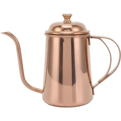 HOHXFYP Edelstahl-Kaffeemaschine, Schwanenhals-Camping-Kaffeekanne ar Gebogenem Griff, Steuerbare Wassermenge, Herd-Kaffeekanne für Campingplatz, Hütte, Jagd (650 ml)