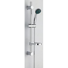 VeeBath DUR001 Elmbridge Beta Duschset mit Duschstange, Duschschlauch und Seifenschale, verchromt, Chrome