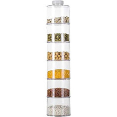 Chiyyak Stackable Spice Jars, Set of 6 Spice Boxes, Storage Boxes, Transparent Spice Jars, Storage Jar for Kitchen