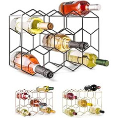 Gusto Nostro Wine Rack for the Table - Modern Black Metal Wine Rack for 14 Bottles - 3-Tier Wine Rack Small - Bottle Rack for Table, Cupboard & Pantry - No Assembly Required