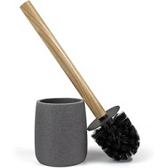 Nadi Collection Toilet Brush Forest Resin and Bamboo Wood Black Removable Diameter 10.5 cm x 36 cm High (Grey)