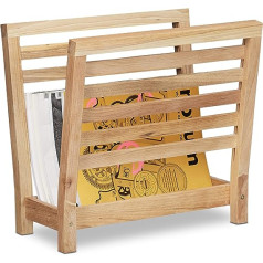 Relaxdays Newspaper Rack Walnut Holder 38.5 x 26.5 x 40 cm Natural Wood