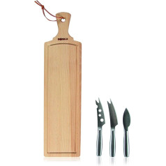 Boska Amigo Cheese Set with Cheese Board and Three Knives / Wood / Stainless Steel / Brown / Silver / 445 x 110 x 15 mm