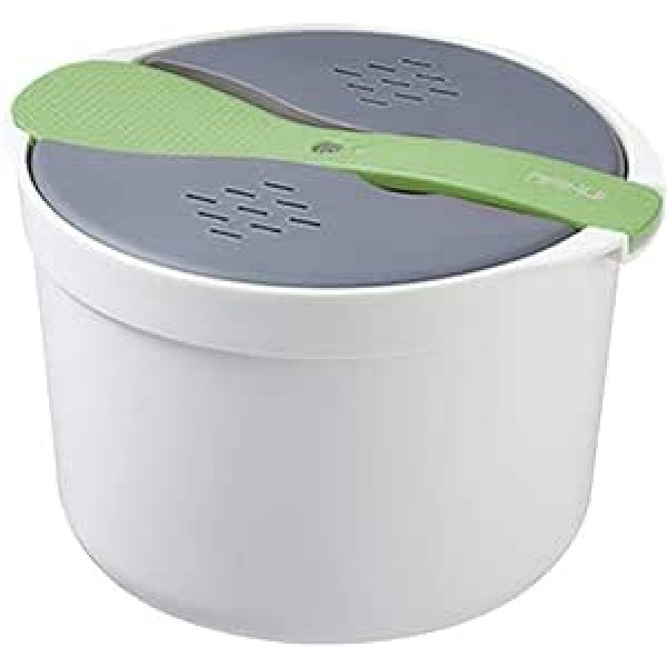 FIYSON Rice Cooker for Microwave, Rice and Cereal Cooker, Microwave, 2L Rice and Pasta Cooker, Microwave with Rice Spoon, Easy Cooking or Reheating (Green)