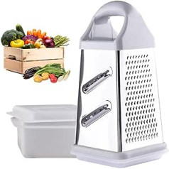 4 Sided Stainless Steel Vertical Grater Stainless Steel Four Sided Cucumber Carrot Cheese Grater Kitchen Grater Coarse Fine Grater with Storage Box