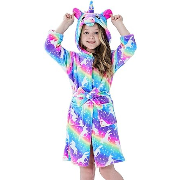 Brinny bērnu peldmētelis ar kapuci Mīksts Unicorn miega tērps Flaneļa Mīksts, mīksts flīsa halāts pidžamas Peldmētelis mazuļiem meitenēm zēniem